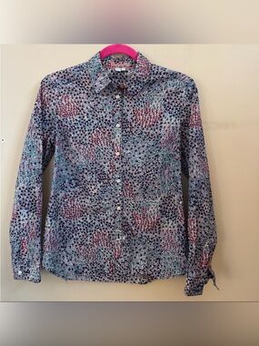 Boden Button-Down Shirt Multicolor Abstract Print Long Sleeve Top Size 2